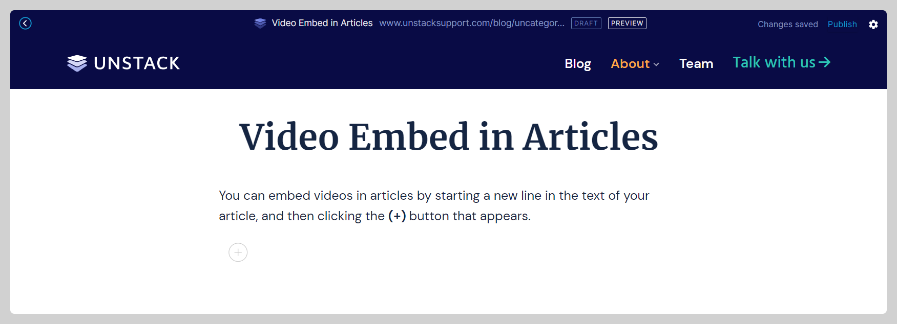 Embed Video in Article